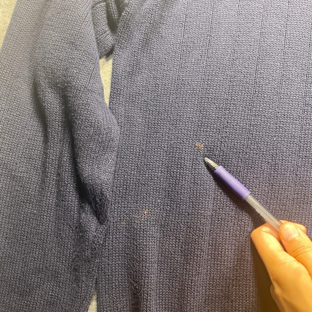 Vintage Chaps Ralph Lauren Navy Blue Ribbed Cotton Crest Sweater Mens Large READ - Picture 8 of 9
